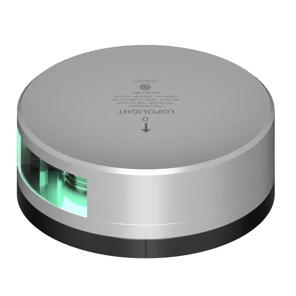 Lopolight Green Starboard Light - 2NM - Silver Housing w/FB Base [301-008-FB] - Navigation Lights