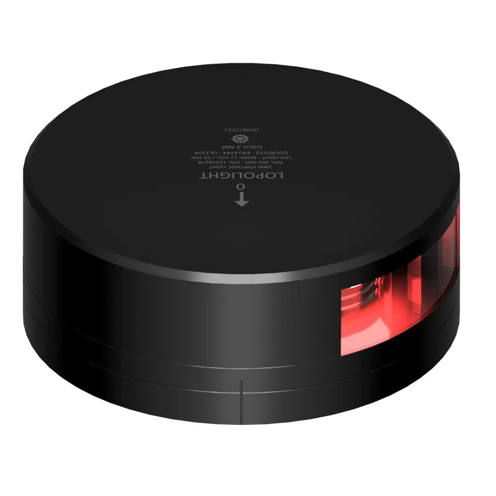 Lopolight Red Port Light - 2NM - Black Housing w/FB Base [301-009-FB-B] - Navigation Lights