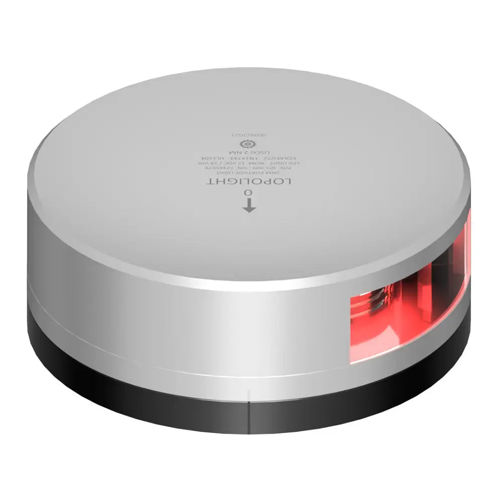 Lopolight Red Port Light - 2NM - Silver Housing w/FB Base [301-009-FB] - Navigation Lights