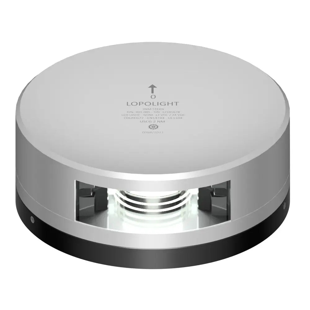 Lopolight Stern Light - 2NM - Silver Housing w/FB Base [301-005-FB] - Navigation Lights