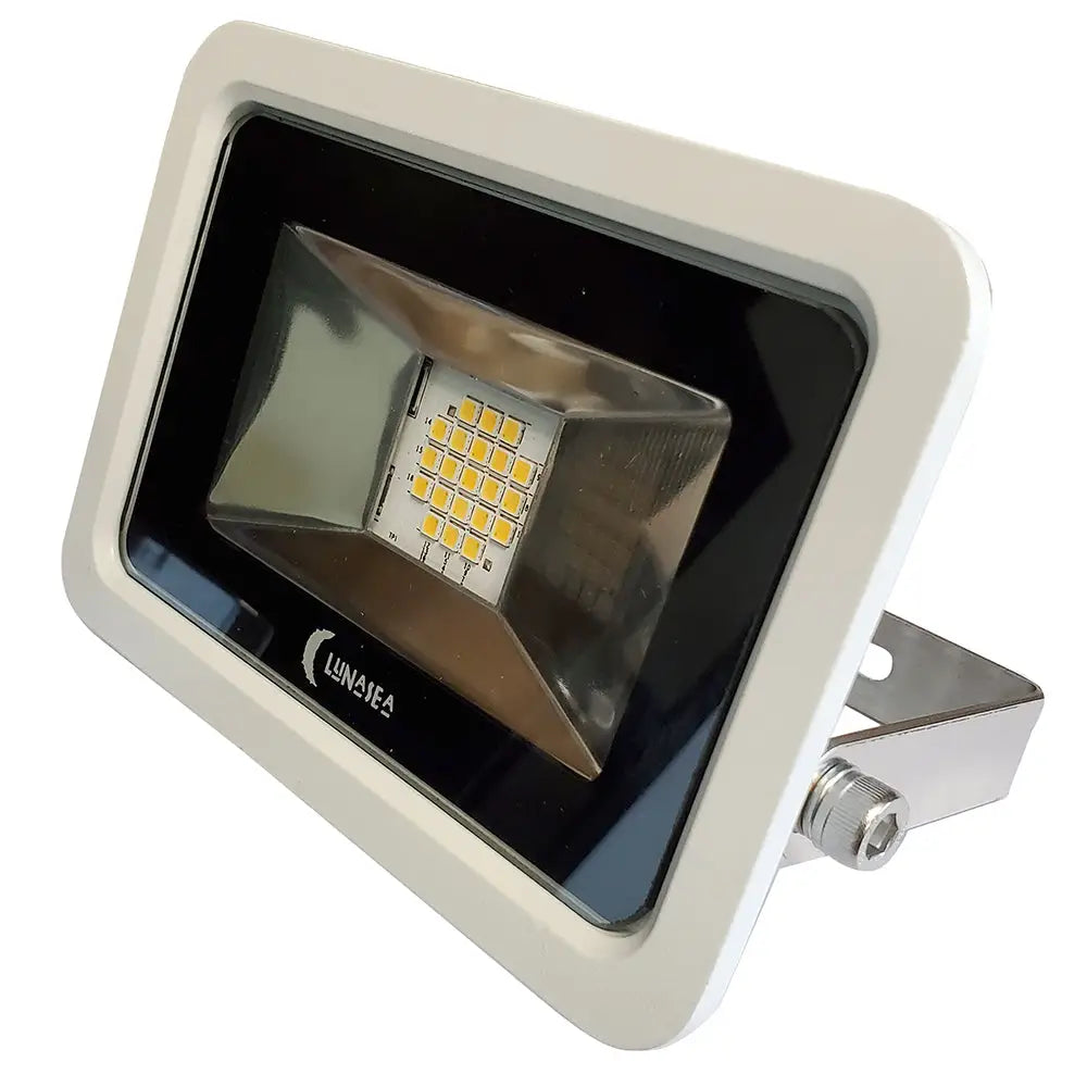 Lunasea 10W Slimline LED Floodlight 120VAC Only Cool White 1200 Lumens 3 Cord - White Housing [LLB-366N-31-10]