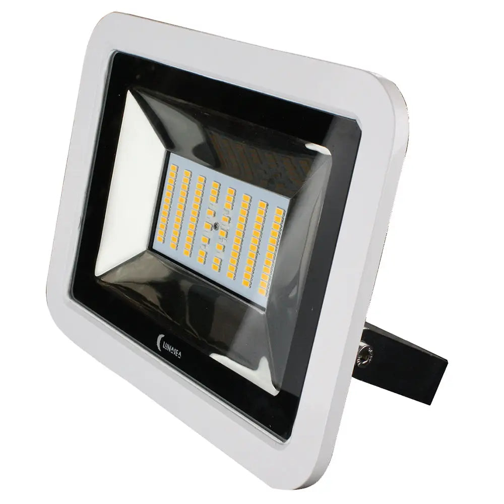 Lunasea 35W Slimline LED Floodlight 12/24V Cool White 4800 Lumens 3 Cord - White Housing [LLB-36MN-81-00]