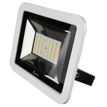 Lunasea 35W Slimline LED Floodlight 12/24V Cool White 4800 Lumens 3 Cord - White Housing [LLB-36MN-81-00]