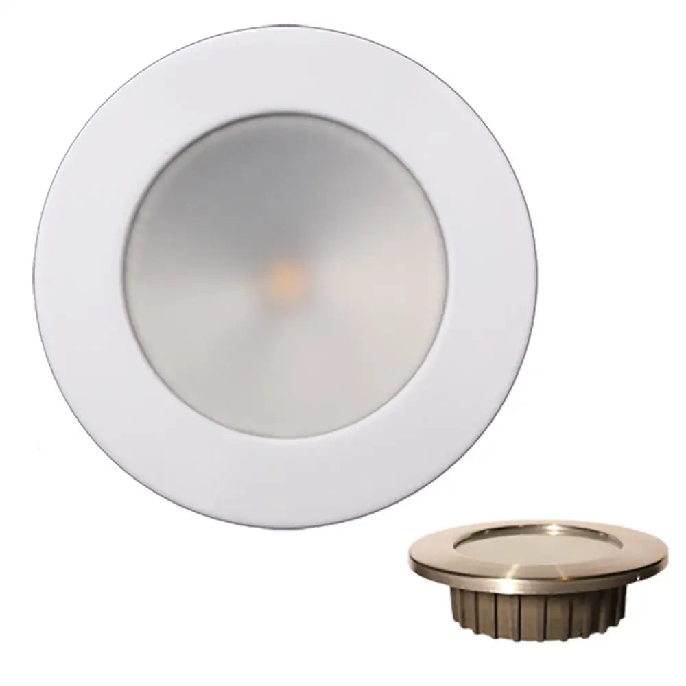 Lunasea Gen3 Warm White RGBW Full Color 3.5 IP65 Recessed Light w/White Stainless Steel Bezel - 12VDC [LLB-46RG-3A-WH]