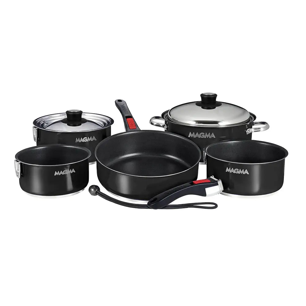 Magma Nestable 10 Piece Induction Non-Stick Enamel Finish Cookware Set - Jet Black [A10-366-JB-2-IN] - Deck / Galley