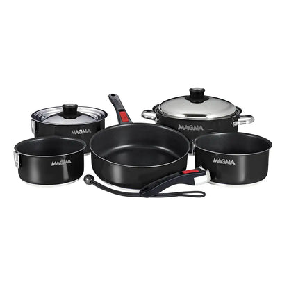 Magma Nestable 10 Piece Induction Non-Stick Enamel Finish Cookware Set - Jet Black [A10-366-JB-2-IN] - Deck / Galley