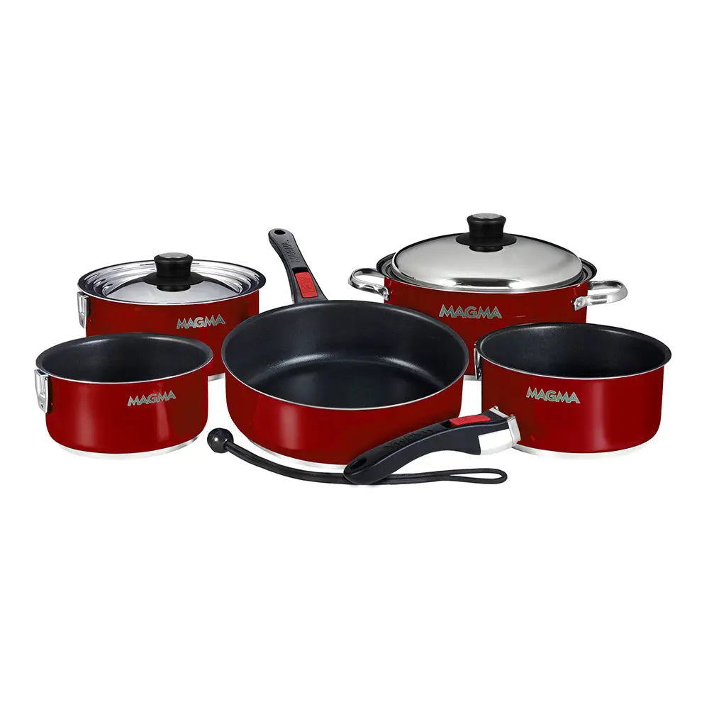 Magma Nestable 10 Piece Induction Non-Stick Enamel Finish Cookware Set - Magma Red [A10-366-MR-2-IN] - Deck / Galley