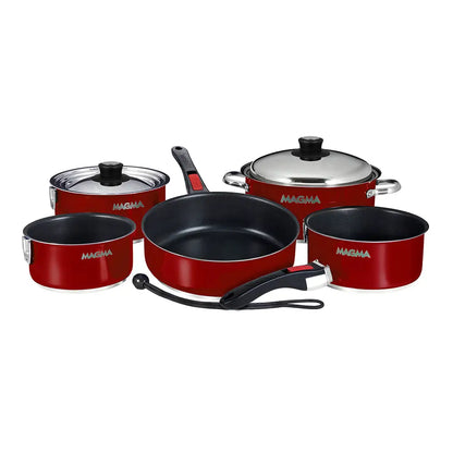 Magma Nestable 10 Piece Induction Non-Stick Enamel Finish Cookware Set - Magma Red [A10-366-MR-2-IN] - Deck / Galley