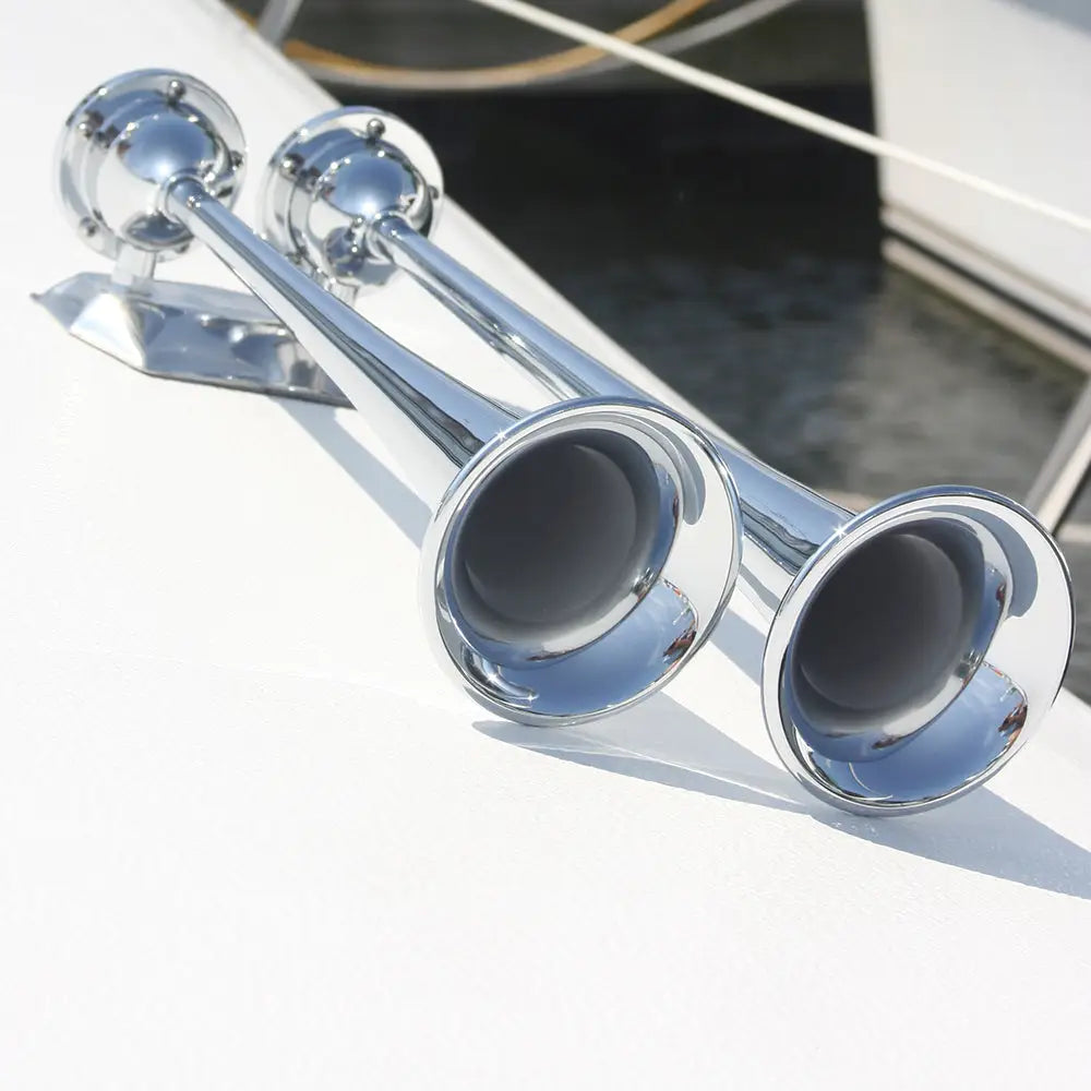 Marinco 12V Chrome Plated Dual Trumpet Air Horn [10106] - Horns
