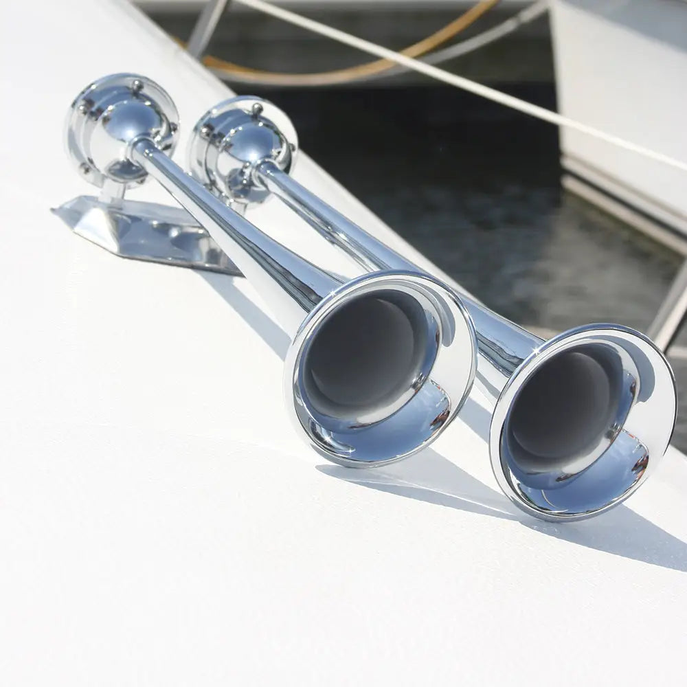 Marinco 24V Chrome Plated Dual Trumpet Air Horn [10624] - Horns