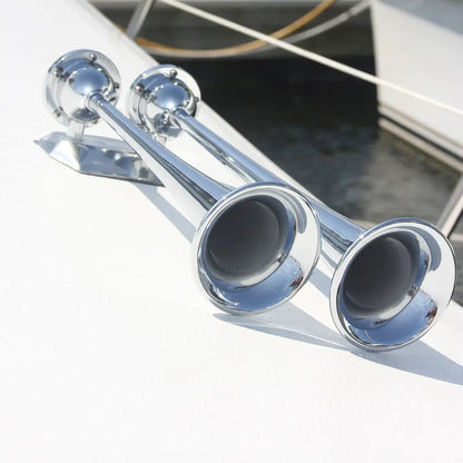 Marinco 24V Chrome Plated Dual Trumpet Air Horn [10624] - Horns
