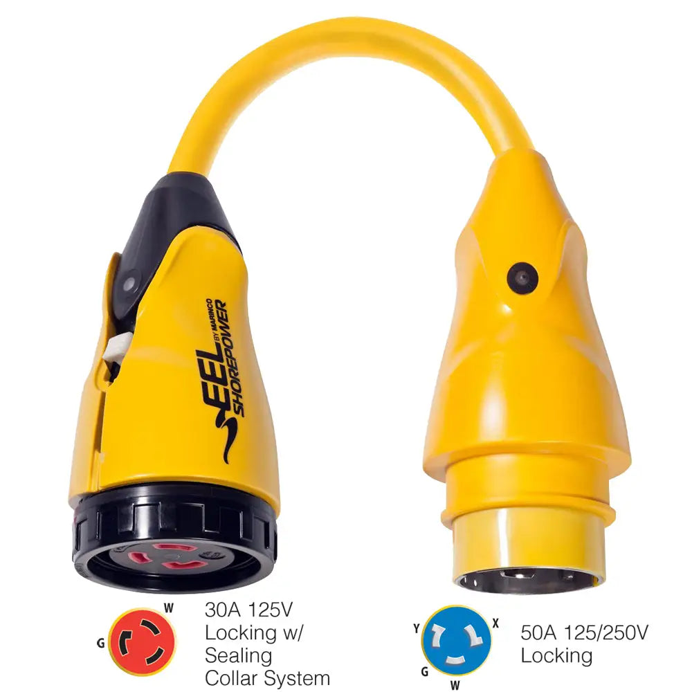 Marinco P504-30 EEL 30A-125V Female to 50A-125/250V Male Pigtail Adapter - Yellow [P504-30] - Shore Power
