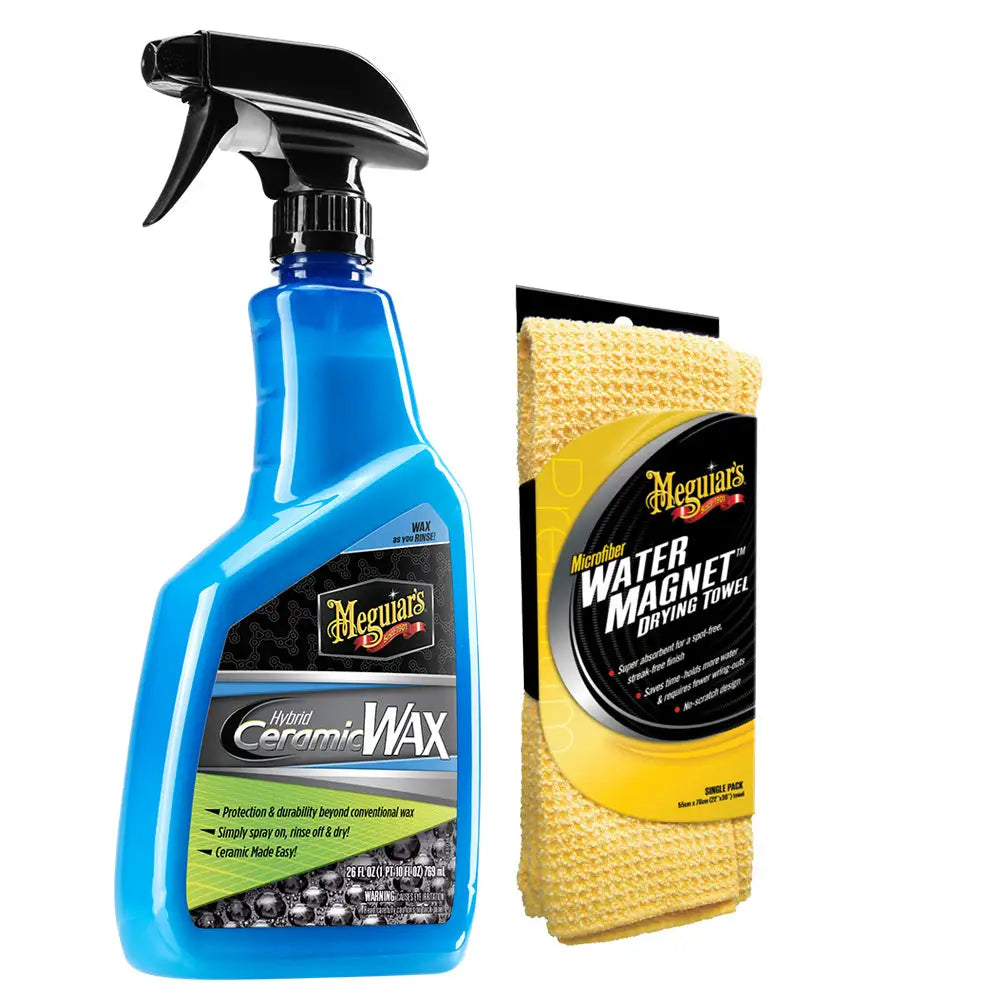 Meguiars Hybrid Ceramic Wax w/Water Magnet Microfiber Drying Towel - 22’’ x 30’’ [G190526-X2000KIT] - Cleaning