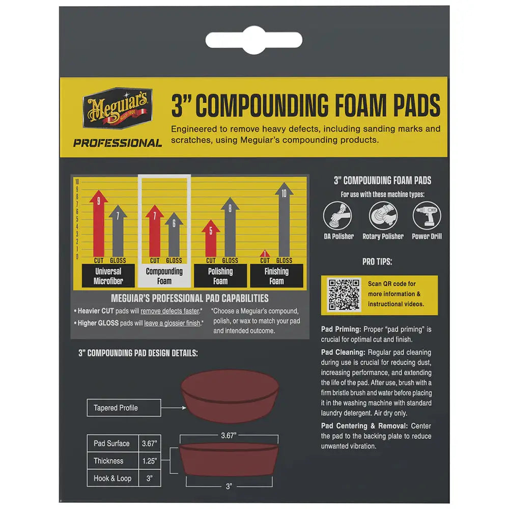 Meguiar’s Professional 3’’ Compound Foam Pads *3-Pack [M3CFP3] - Cleaning