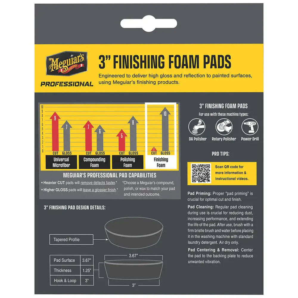 Meguiar’s Professional 3’’ Finishing Foam Pads *3-Pack [M3FFP3] - Cleaning