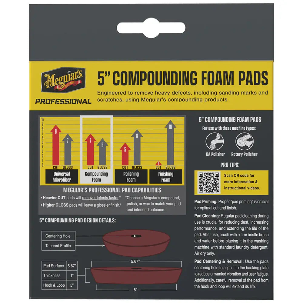 Meguiar’s Professional 5’’ Compounding Foam Pads *2-Pack [M5CFP2] - Cleaning