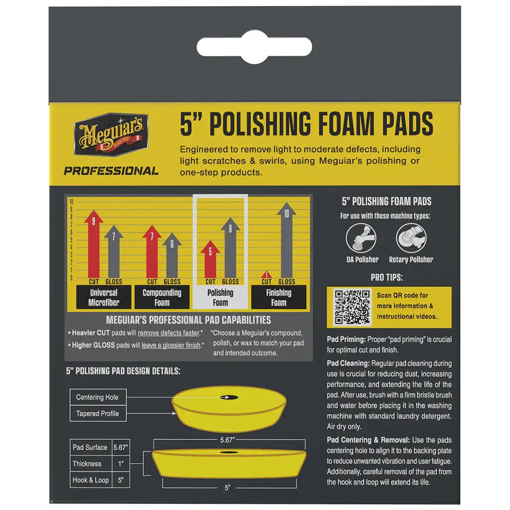 Meguiar’s Professional 5’’ Polishing Foam Pads *2-Pack [M5PFP2] - Cleaning