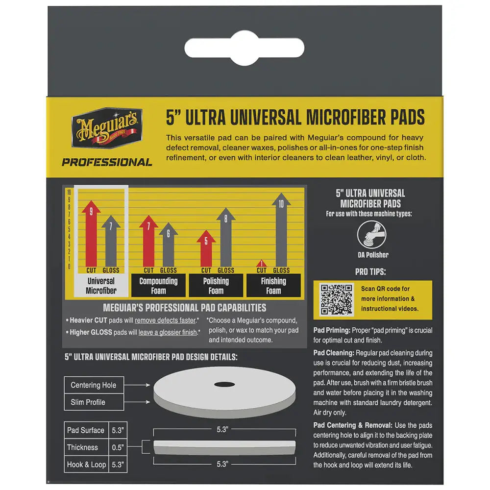 Meguiar’s Professional 5’’ Ultra Universal Microfiber Pads *2-Pack [M5MFP2] - Cleaning