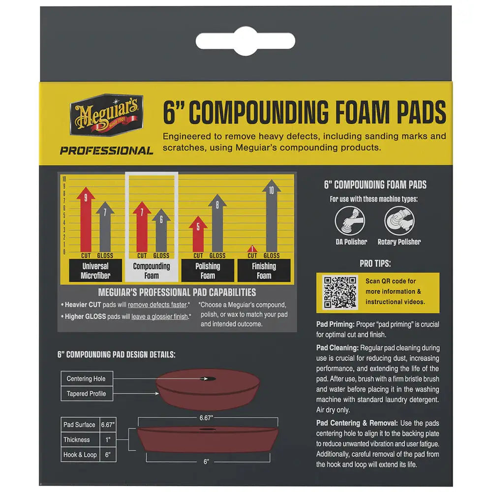 Meguiar’s Professional 6’’ Compounding Foam Pads *2-Pack [M6CFP2] - Cleaning
