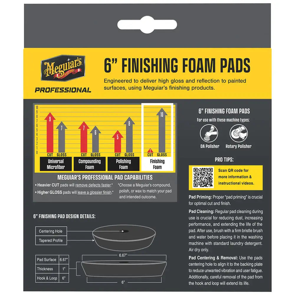 Meguiar’s Professional 6’’ Foam Finishing Pads *2-Pack [M6FFP2] - Cleaning