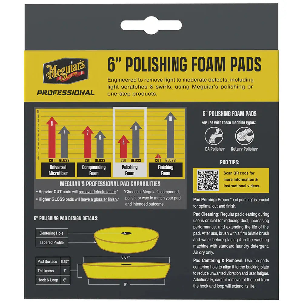 Meguiar’s Professional 6’’ Polishing Foam Pads *2-Pack [M6PFP2] - Cleaning