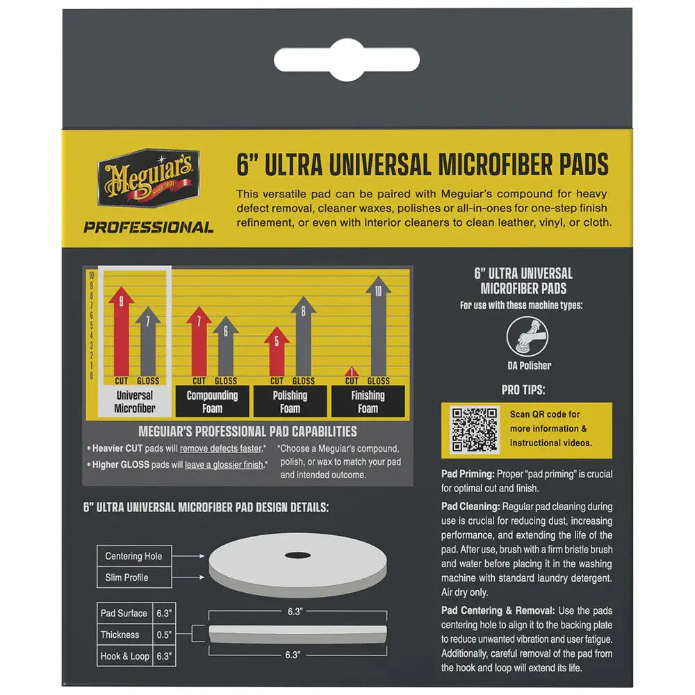 Meguiar’s Professional 6’’ Ultra Universal Microfiber Pads *2-Pack [M6MFP2] - Cleaning