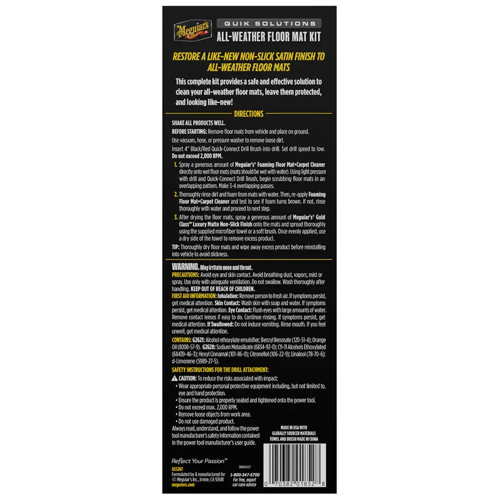 All-Weather Floor Mat Quik Solutions Kit Meguiar’s - Cleaning
