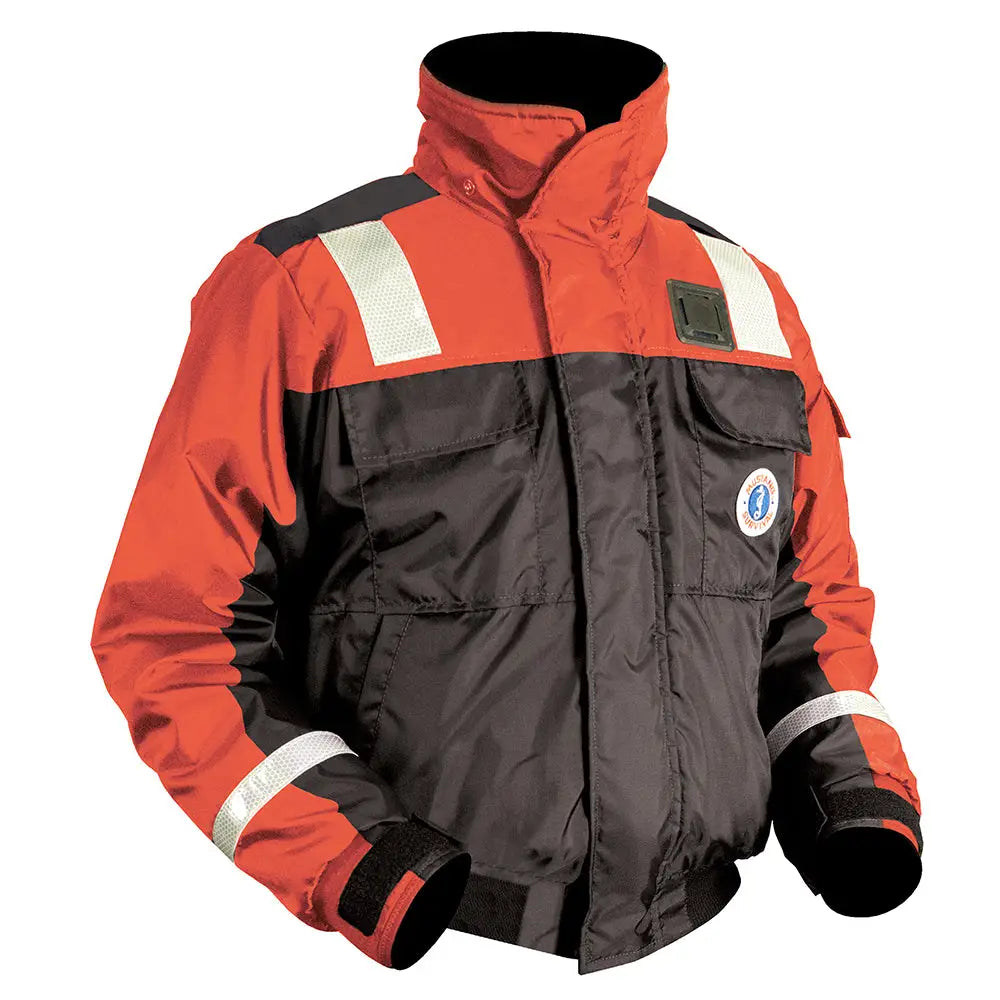Mustang Classic Flotation Bomber Jacket w/Reflective Tape - Orange/Black - XL [MJ6214T1-33-XL-206] - Flotation