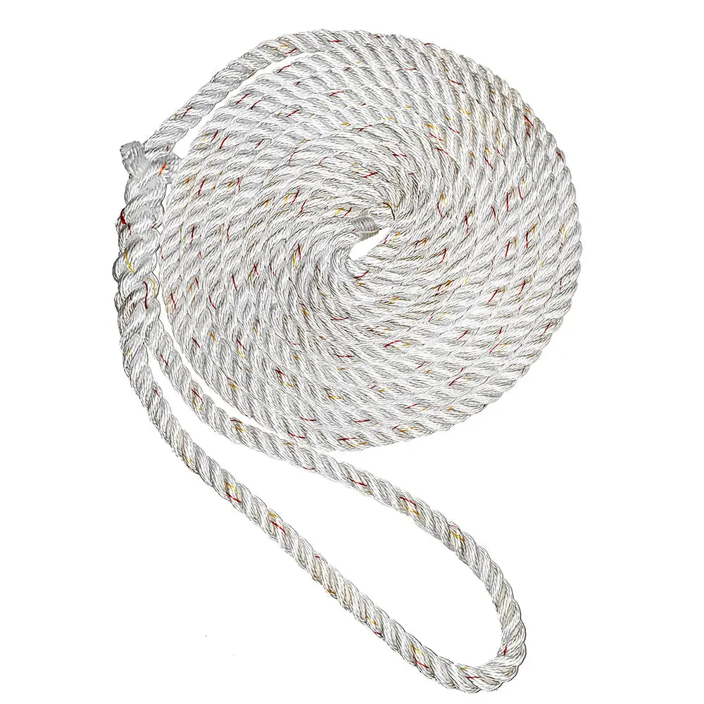 New England Ropes 1/2’’ Premium 3-Strand Dock Line - White w/Tracer - 15 [C6050-16-00015] - Dock Line