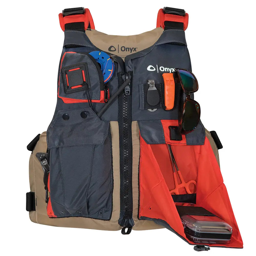 Onyx Kayak Fishing Vest - Adult Oversized - Tan/Grey [121700-706-005-17] - Life Vests
