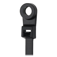 Pacer 8’’ Cable Tie w/Mounting Ring - Black - 50lb Tensile Strength - 2’’ Bundle Diameter - 100 Piece Bag