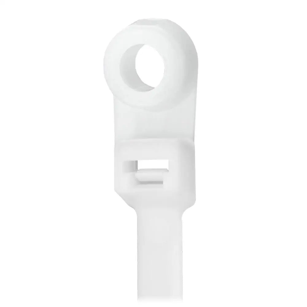 Pacer 8’’ Cable Tie w/Mounting Ring - Natural Color - 50lb Tensile Strength - 2’’ Bundle Diameter - 100 Piece Bag