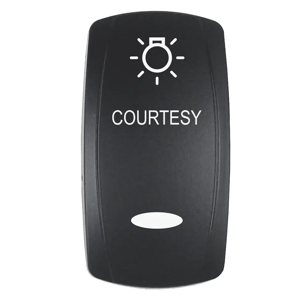 Pacer Actuator - ’COURTESY’ f/V Series Contura Switches - Black - Laser Etched (Top/Bottom Light) [EV2LE-CTSY]