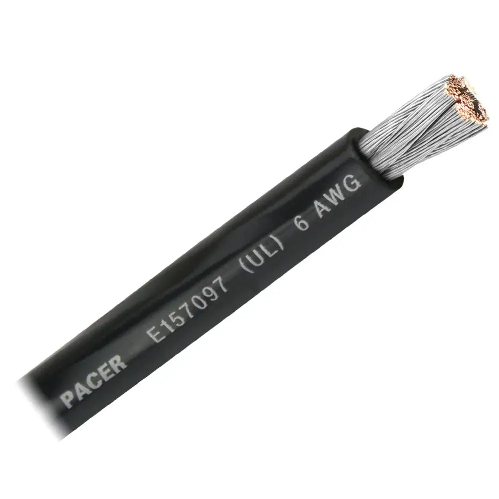 Pacer Black 6 AWG Battery Cable - Sold By The Foot [WUL6BK-FT] - Wire