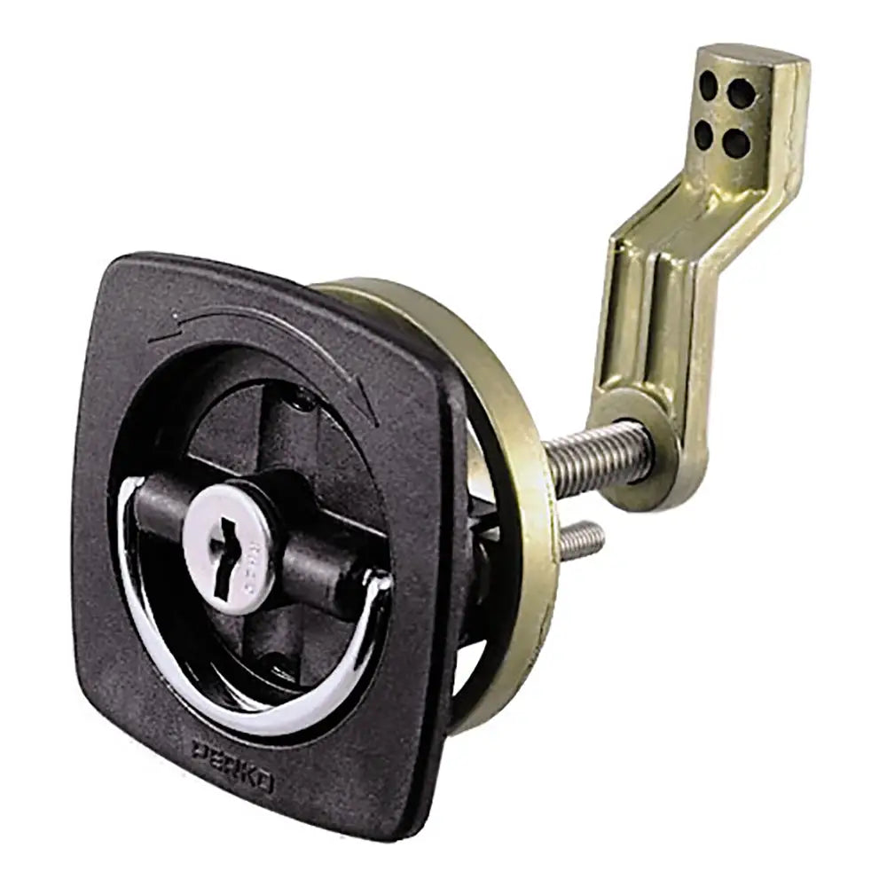 Perko Black Flush Lock - 2.5’’ x 2.5’’ w/Offset Cam Bar Flexible Polymer Strike [0931DP1BLK] - Latches