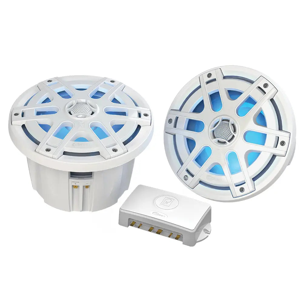 Poly-Planar MA-OC8 8’’ 500 Watt Waterproof Blue LED Speaker - White [MA-OC8] - Speakers