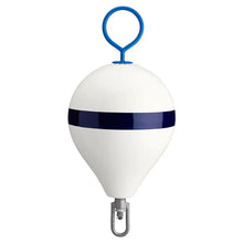Polyform 13.5’’ CM Mooring Buoy w/Galvanized Iron - White Blue Stripe [CM-2 WHT W/STR] - Buoys