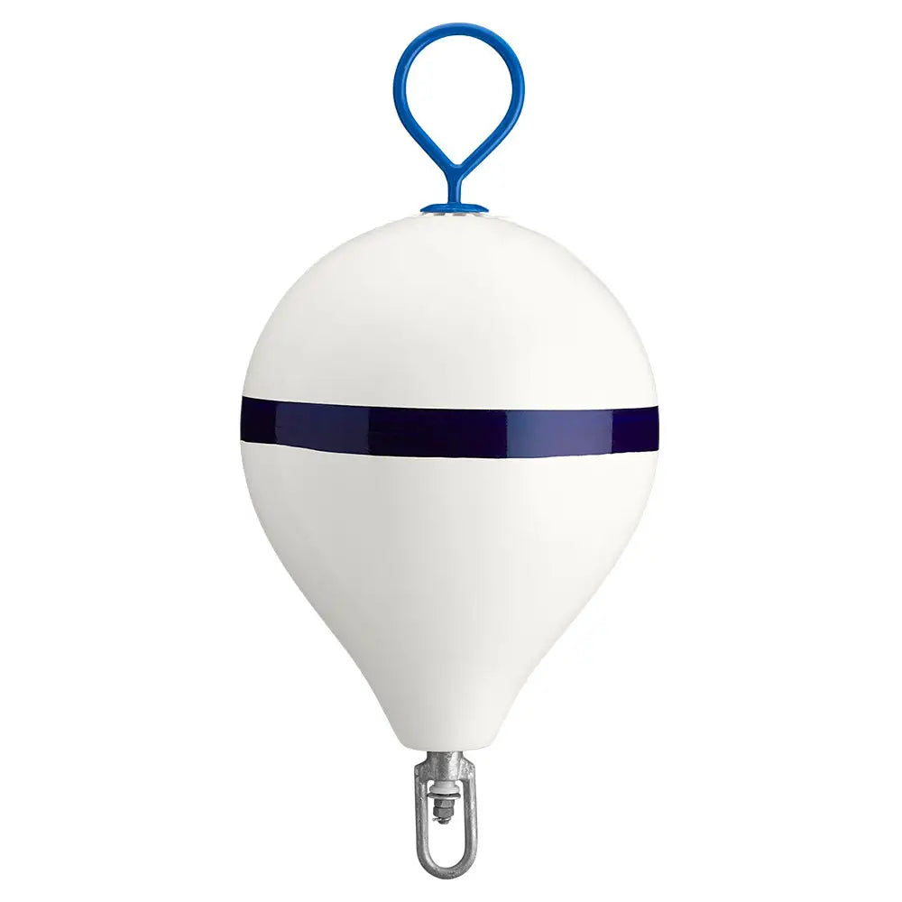 Polyform 17’’ CM Mooring Buoy w/Galvanized Iron - White Blue Stripe [CM-3 WHITE W/STRIP] - Buoys