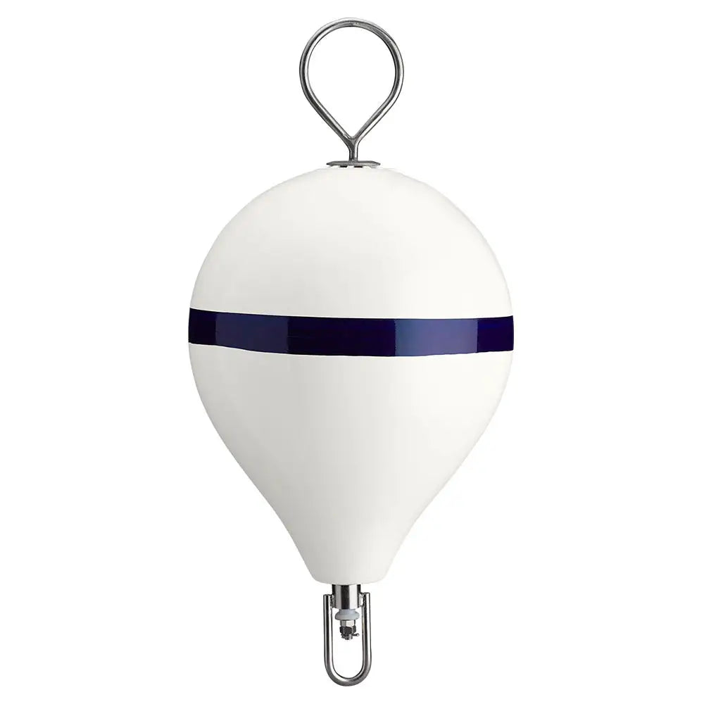 Polyform 17’’ CM Mooring Buoy w/SS Iron - White Blue Stripe [CM-3-SS WHT W/STR/SS] - Buoys