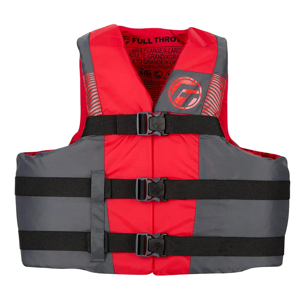 Red Black Nylon Adult Full Throttle Life Jacket 2X 4X - Life Vests