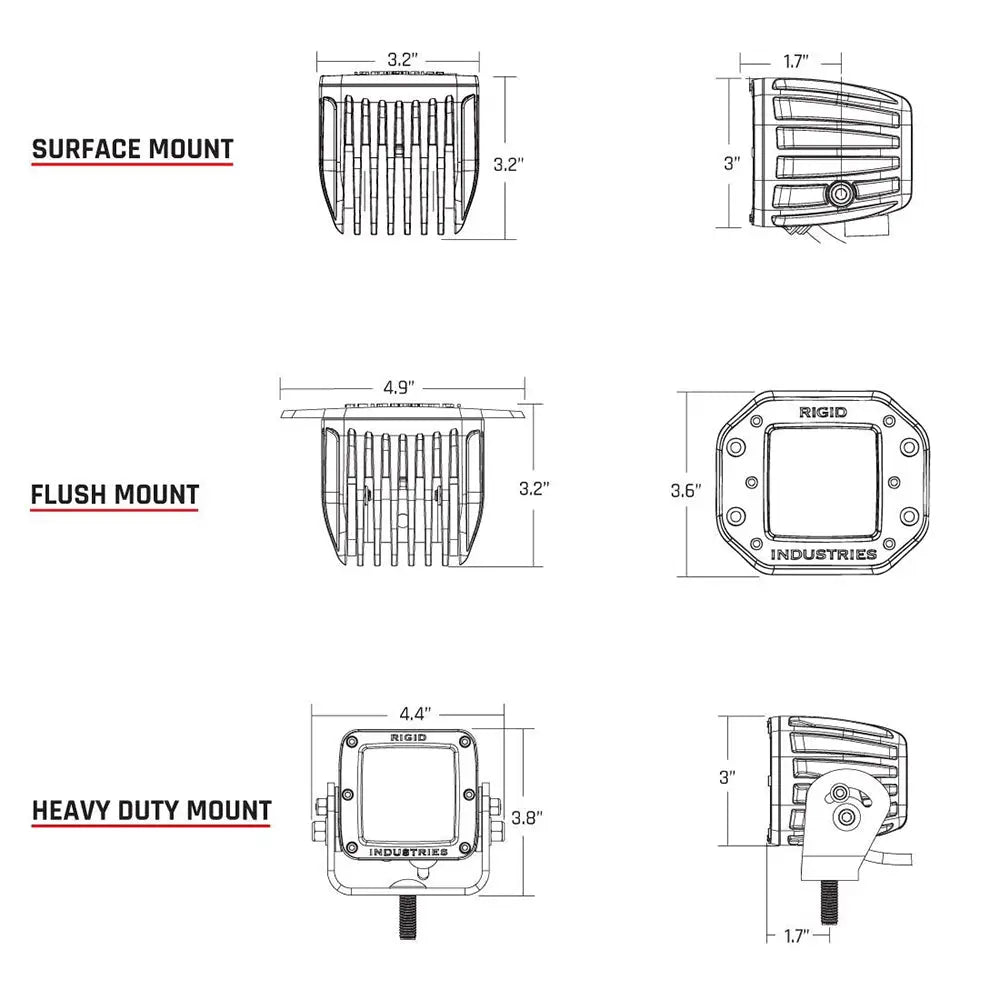 RIGID Industries D-Series PRO - Flush Mount - Diffused - Pair - Black [212513] - Flood/Spreader Lights