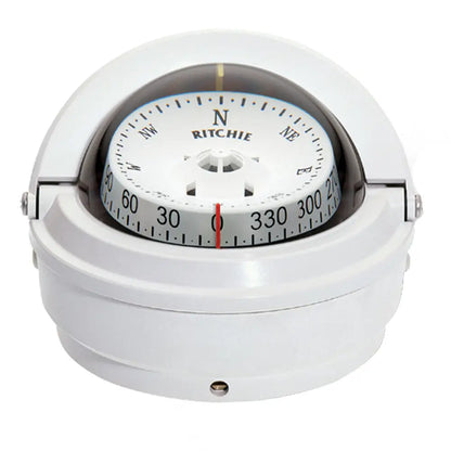 White Surface Mount Voyager Ritchie S-87W Compass - Compasses