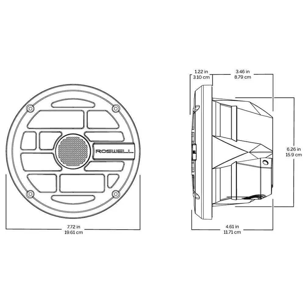 Roswell R Series 7.7 Marine Speakers - Anthracite Grille - 80W RMS 160W Peak Power [C920-1912] - Speakers