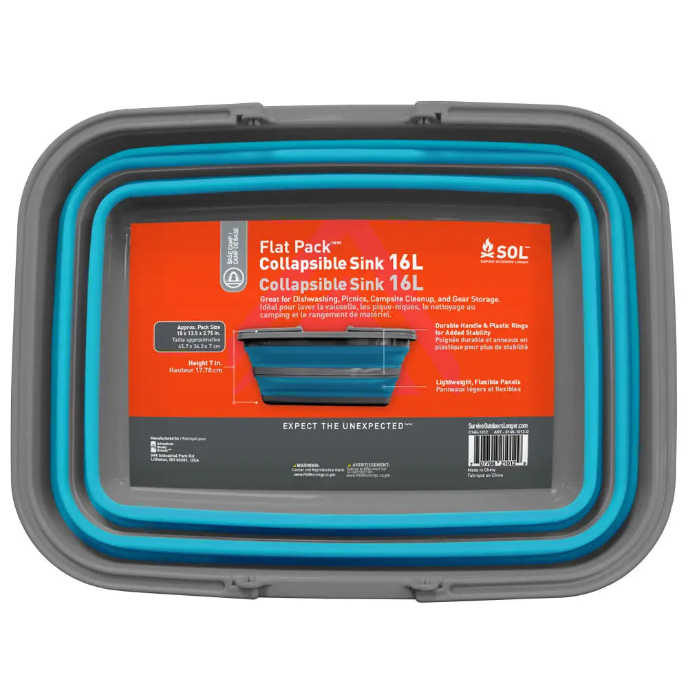 S.O.L. Survive Outdoors Longer Flat Pack Sink 16L [0140 1012] Accessories
