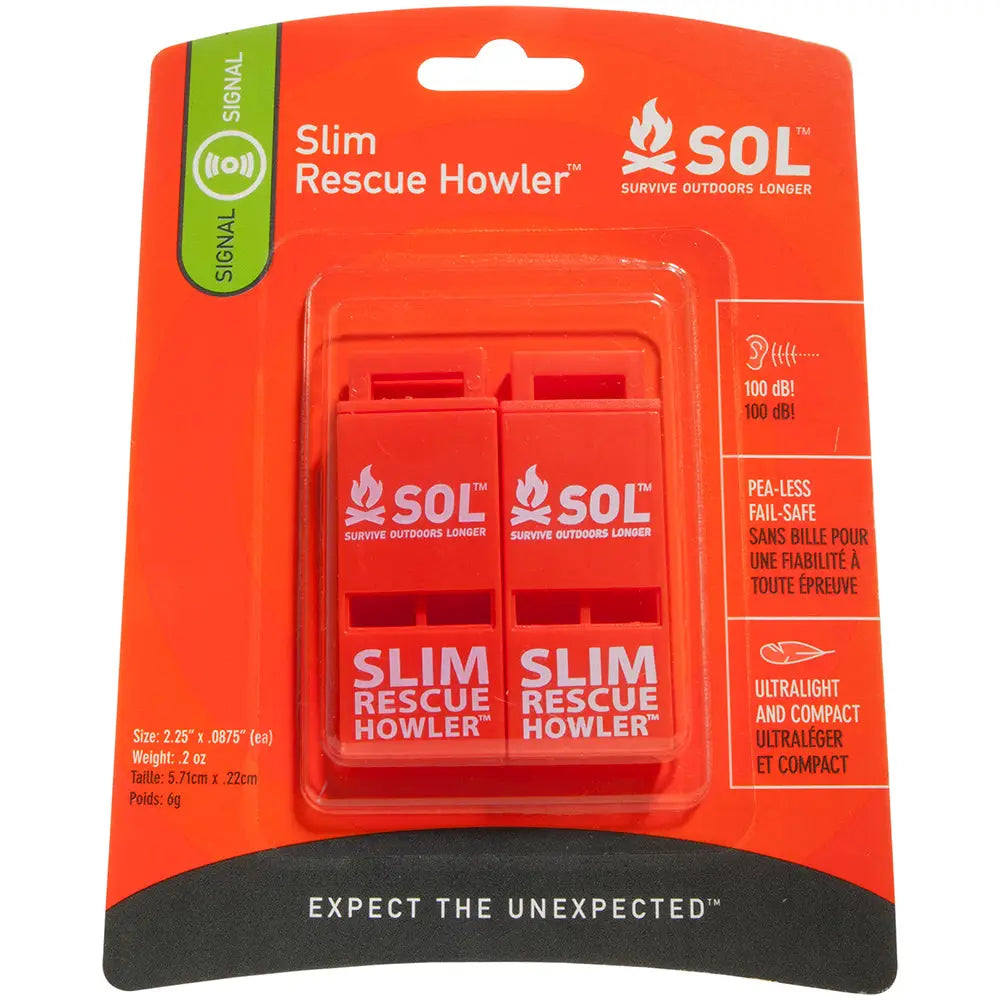 S.O.L. Survive Outdoors Longer Rescue Howler Whistle 2 Pack [0140 0010] Accessories