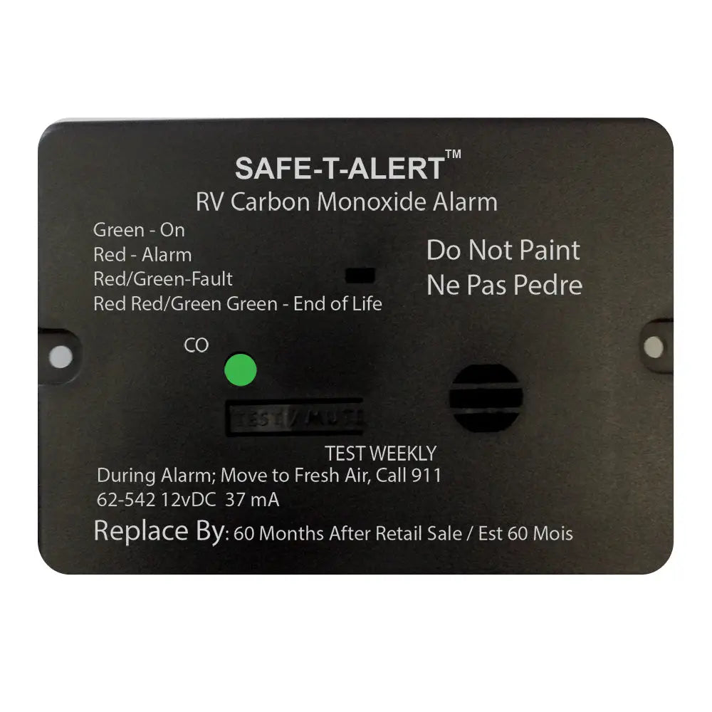 Safe-T-Alert 62 Series Carbon Monoxide Alarm - 12V - RV Flush Mount - Black [62-542-BL] - Fume Detectors