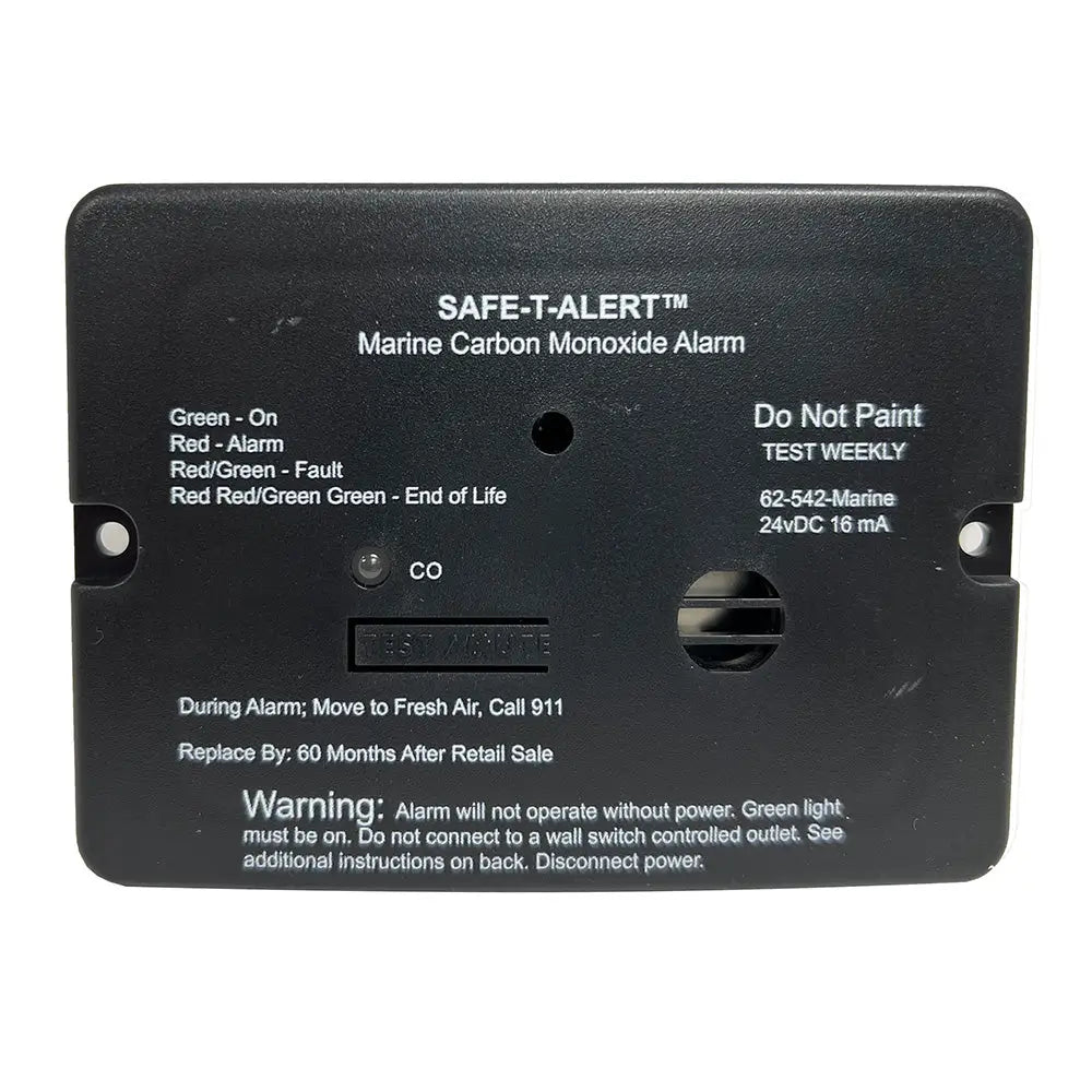 Safe-T-Alert 62 Series Carbon Monoxide Alarm - 24V Flush Mount - Black w/Relay [62-542-R-BL-24V] - Fume Detectors