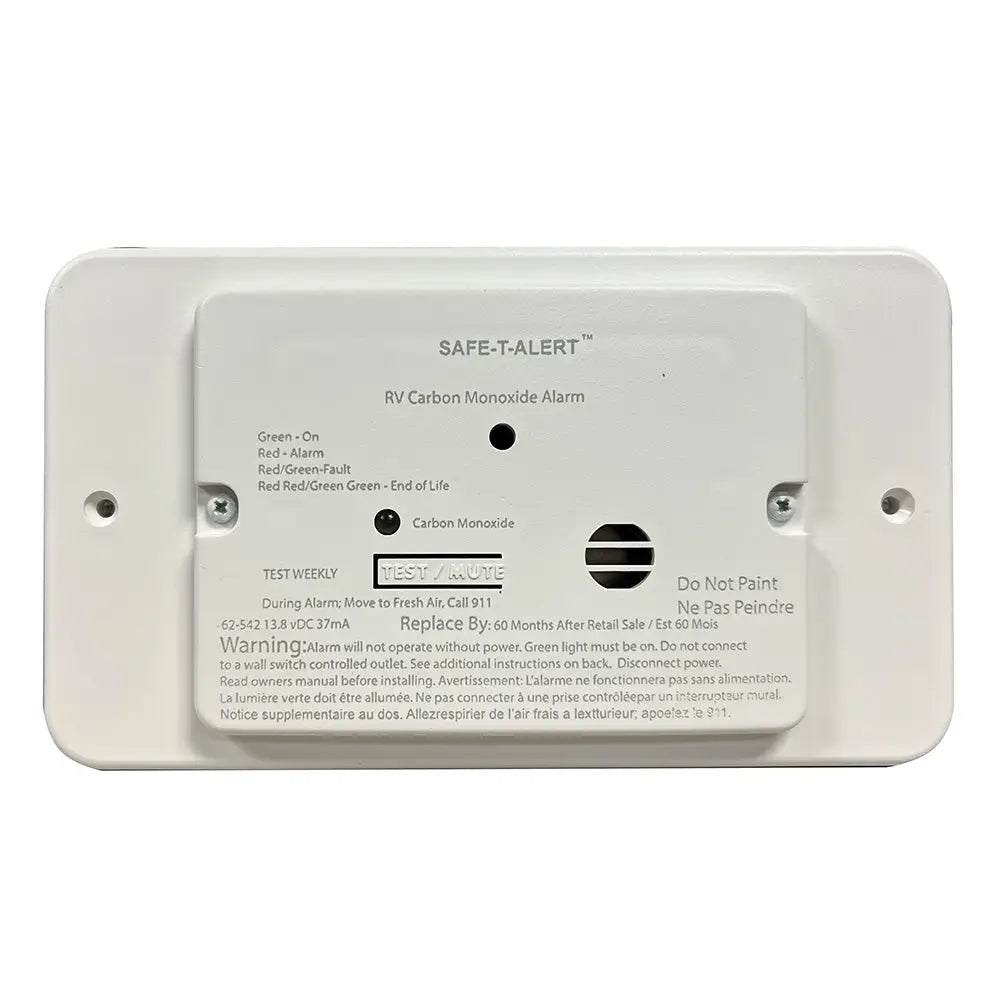 Safe-T-Alert 62 Series RV Carbon Monoxide - White - Flush Mount - 12V w/Trim Ring [62-542-TR-WT] - Fume Detectors