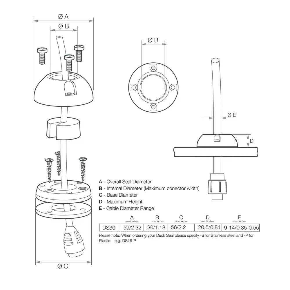Scanstrut DS30-S Vertical Cable Seal - Stainless Steel [DS30-S] - Wire Management