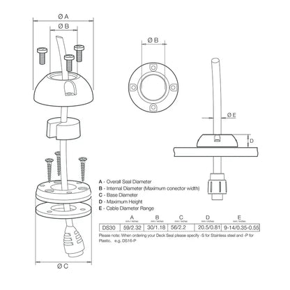 Scanstrut DS30-S Vertical Cable Seal - Stainless Steel [DS30-S] - Wire Management